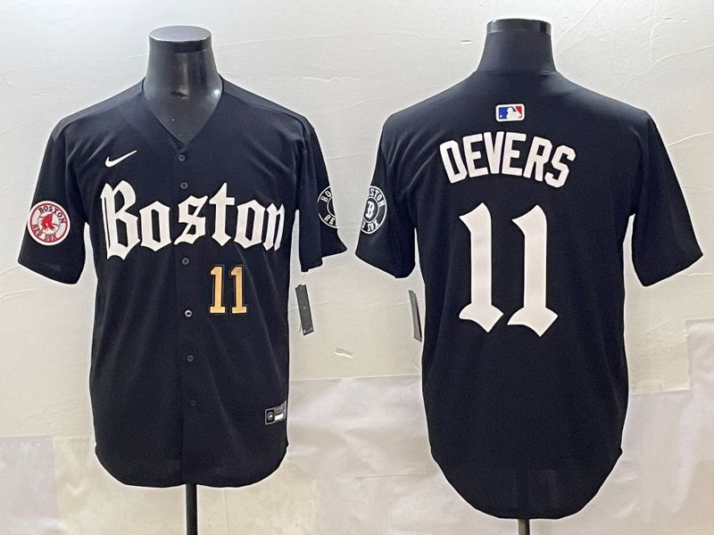 Men 2025 Boston Red Sox #11 Devers Black Five generations Joint Name Nike MLB Jersey style 6